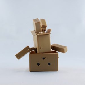 Cardboard boxes stacked in the shape of the robot