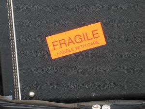 A labeled fragile items box