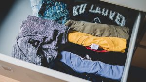 clothes in a wardrobe dresser