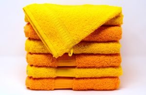 A stack of yellow towels