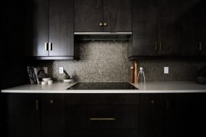 empty dark brown kitchen