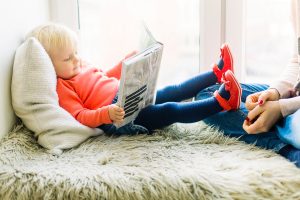 A child reading a comic book