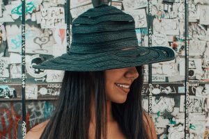 a girl wearing a hat