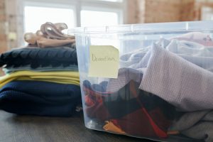 a box with clothes donations